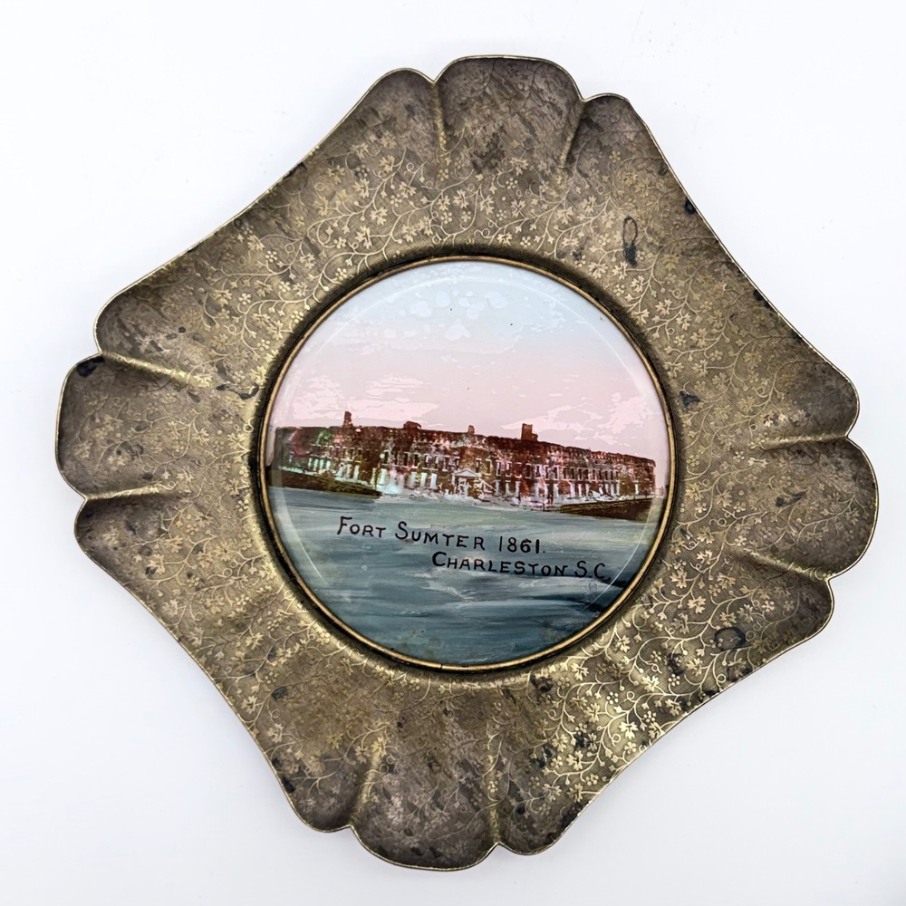Warranted Fort Sumter 1861 Souvenir Plate Charleston SC Triple Plate Scalloped